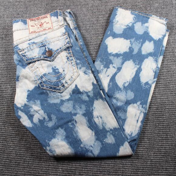 True Religion Jeans Mens 33x32 Blue Ricky Relaxed Straight Cloud Bleach Wash - Picture 1 of 13